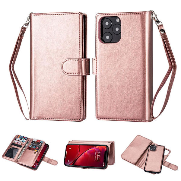 iPhone 12 Pro Max - Praktiskt 9-Kort Plånboksfodral Roséguld