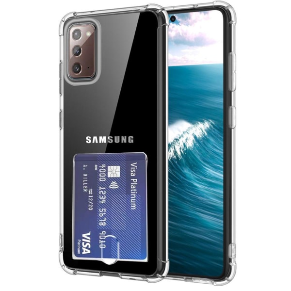 Samsung Galaxy Note 20 - Silikonskal med Korthållare Transparent/Genomskinlig
