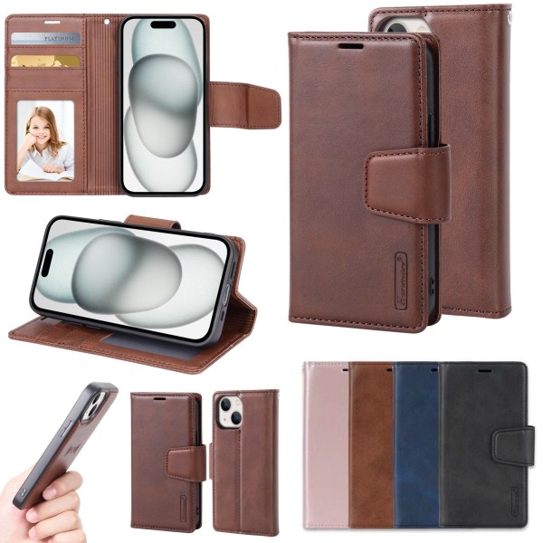 exklusiv 2-1 plånboksfodral för iPhone 15 Brown