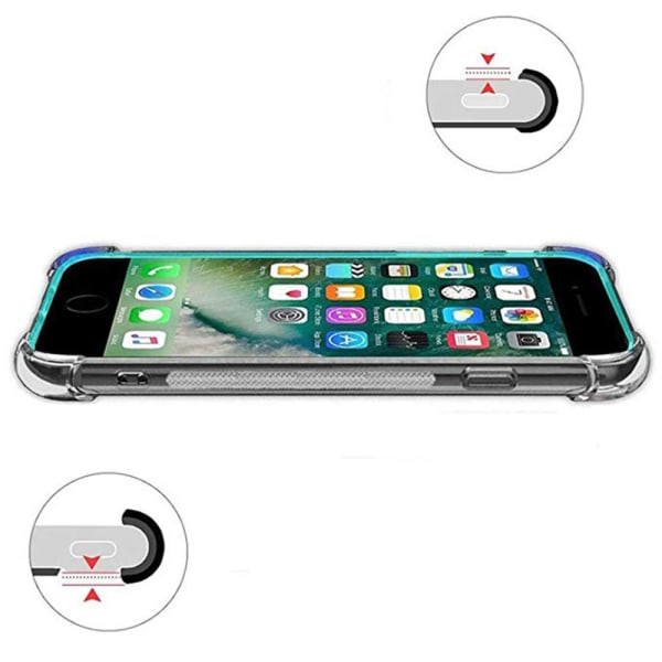 iPhone 7 - Stødabsorberende silikonecover med kortrum Transparent/Genomskinlig