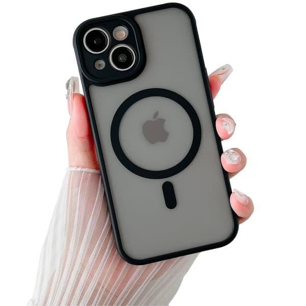 iPhone 15 Plus - Smidigt Magnetiskt Matt Fodral Svart/Grå