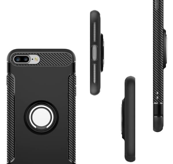 iPhone 6/6S PLUS - HYBRID Carbon skal med Ringhållare FLOVEME Roséguld