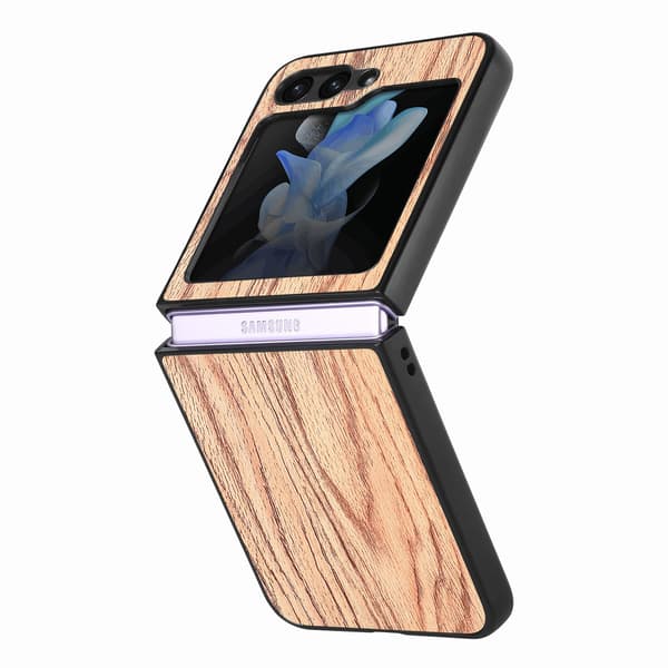 Trätextur Skal för Samsung Galaxy Z Flip5 5G Ljusbrun