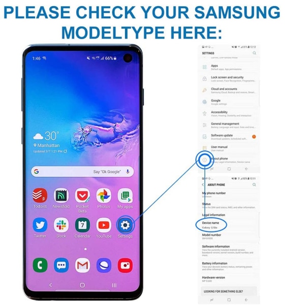 Samsung Galaxy S10e Reservdel Dual Sim-Kortläsare Svart