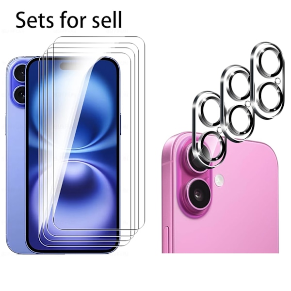 Skärmskydd + Kameralinsskydd i HD för iPhone 16 Plus