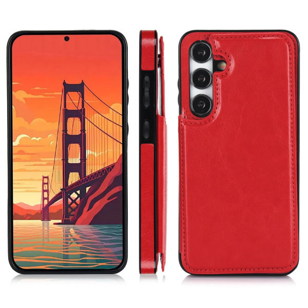 Samsung Galaxy S24 PLUS - Stilrent Skal med Plånbok/Kortfack Röd
