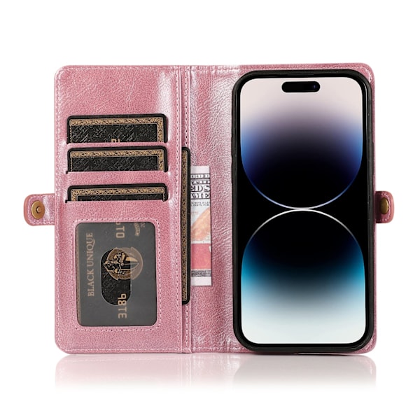 iPhone 15 Pro Max - Elegant plånboksfodral i läder Black