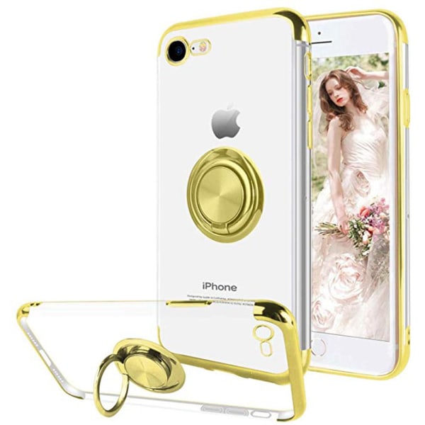 iPhone 8 - Robust silikoneetui med ringholder Guld