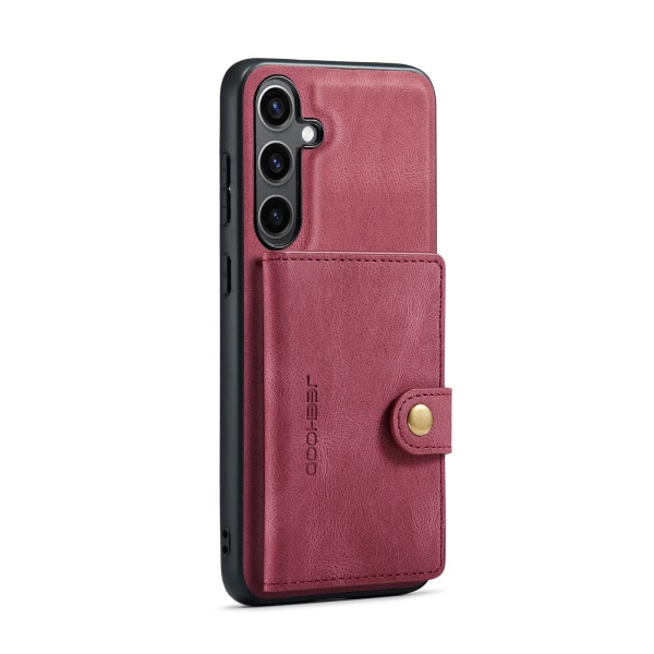Läderplånbok med magnetiskt hållare för Galaxy S24 Plus Röd