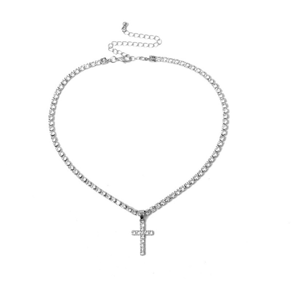 Exklusivt H�g Kvalitet Kors Halsband Guld FLERFÄRGAD