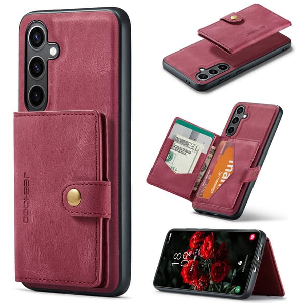 Samsung Galaxy S25 Jeehood Wallet Case Magnetisk Kortficka Rosa