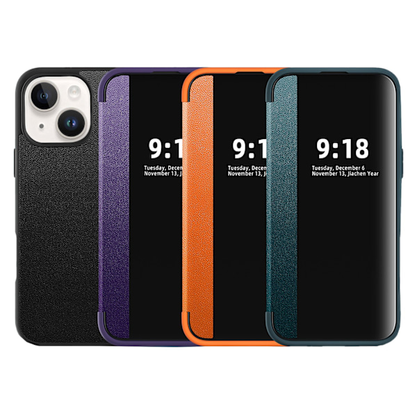 iPhone 13 mini - Skyddsfodral med Fönster och Fack Grön