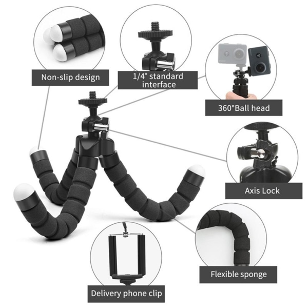 Praktiskt Justerbart Stativ/Tripod Svart