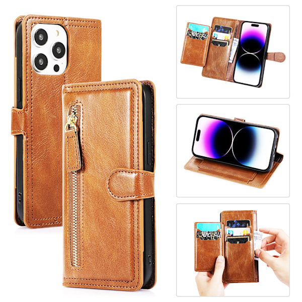 iPhone 15 Pro Max - Stilrent Plånboksfodral i PU-läder Röd