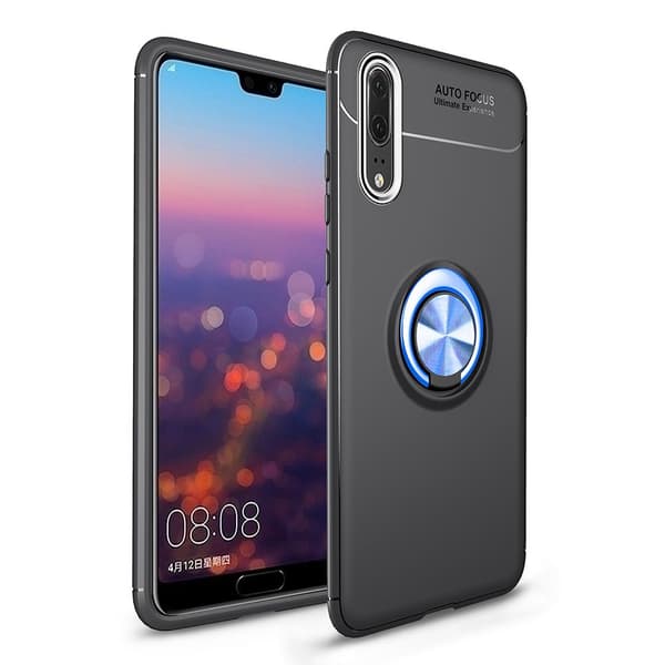 Huawei P20 - AUTO FOCUS - Skal med Ringhållare Röd/Röd
