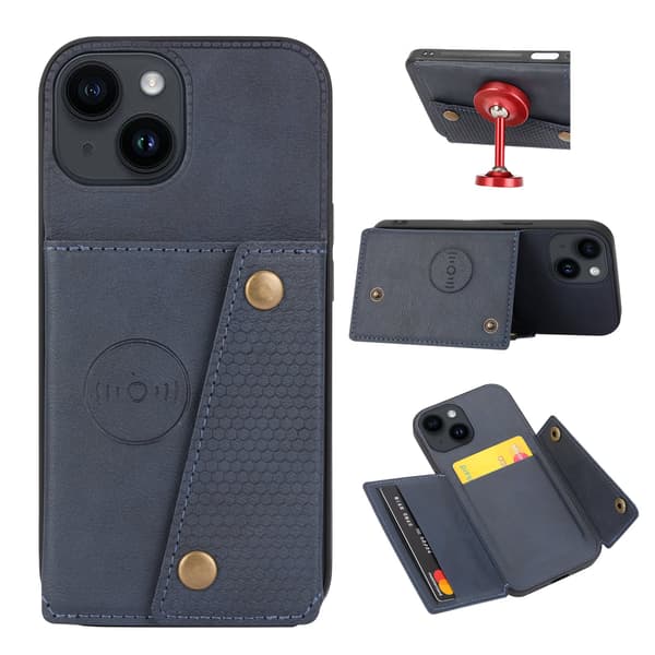 iPhone 15 Plus - Lyxigt PC-läder Retro Flip Fashion Plånboksfodral Grå