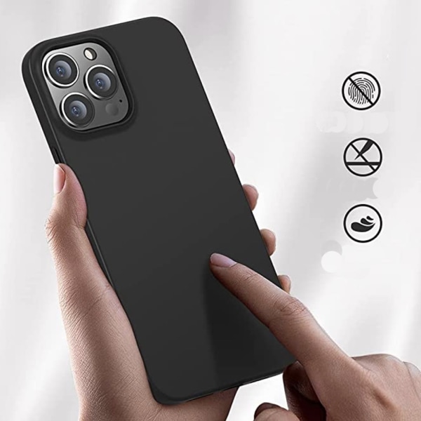 iPhone 15 PRO - Beskyttelsesdeksel i mattbehandlet støtdempende silikon Black