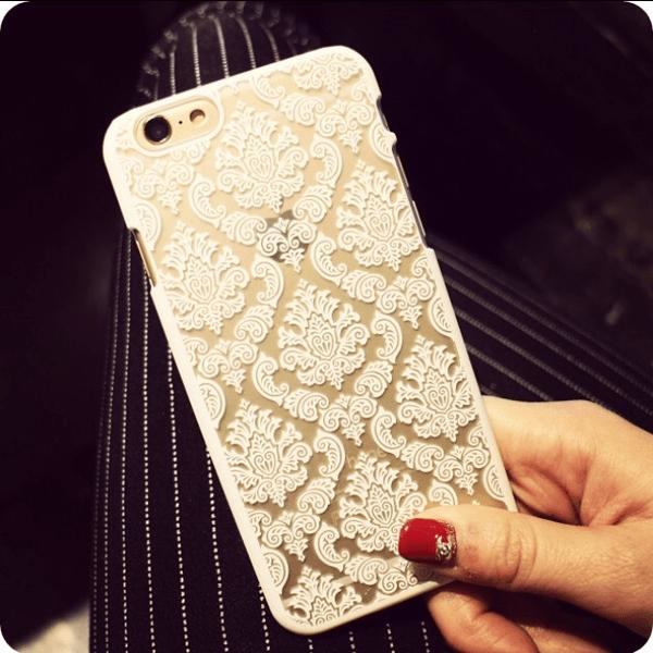 iPhone 5G/5S/5SE skal "Vintage flower" (VIT) Vit