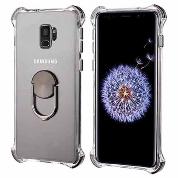 Samsung Galaxy S9 - Beskyttende silikonecover med ringholder Svart