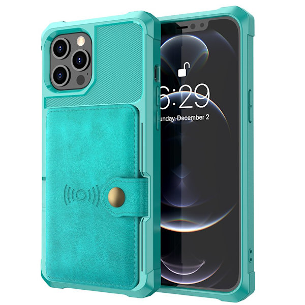 iPhone 12 Pro Max - Praktiskt Stilrent Skal med Korthållare Grön