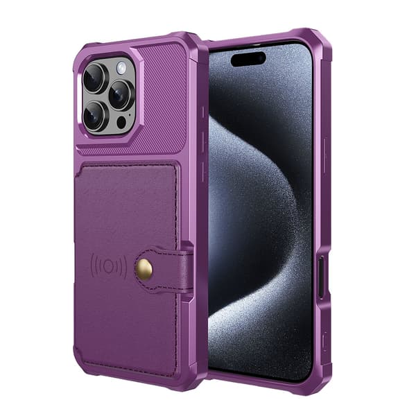 iPhone 16 Pro - Elegant Skyddande Skal med Kortfack Blå