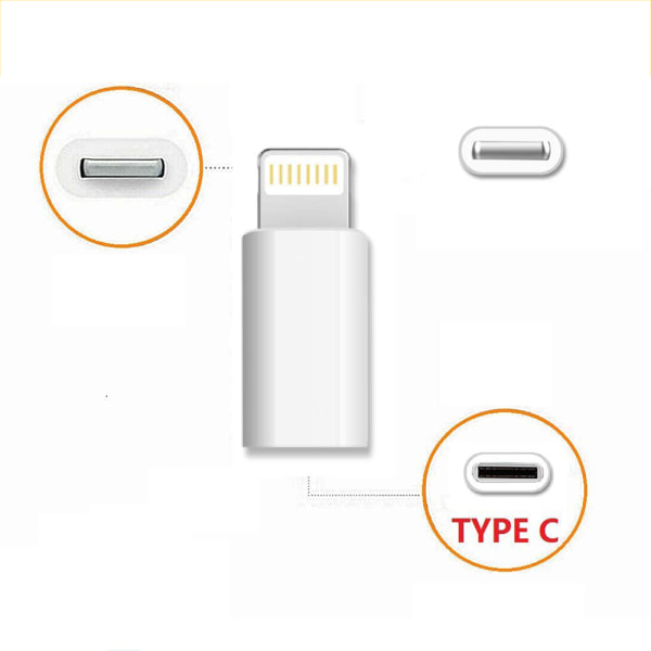 USB-C till Lightning Adapter 2in1 Laddning + Dataöverföring Vit