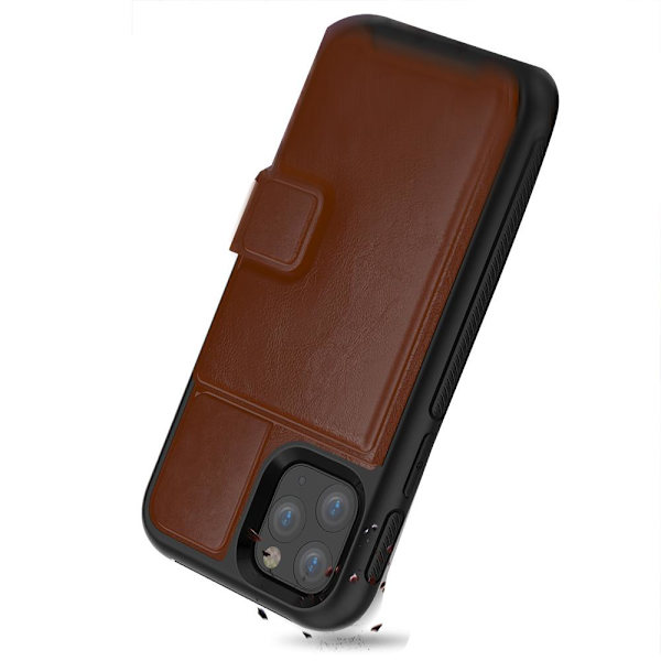 iPhone 11 - Professionellt Skyddsskal med Kortfack Brown Brun