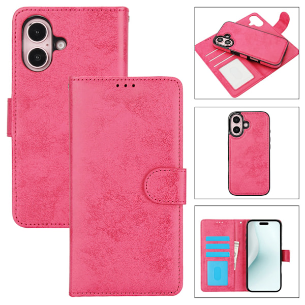 iPhone 16-fodral - Praktiskt med Kortfack och Ställfunktion Rosa
