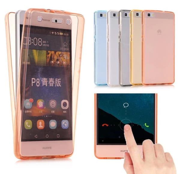 Huawei P9 - Dubbelsidigt Silikonfodral med TOUCHFUNKTION Svart