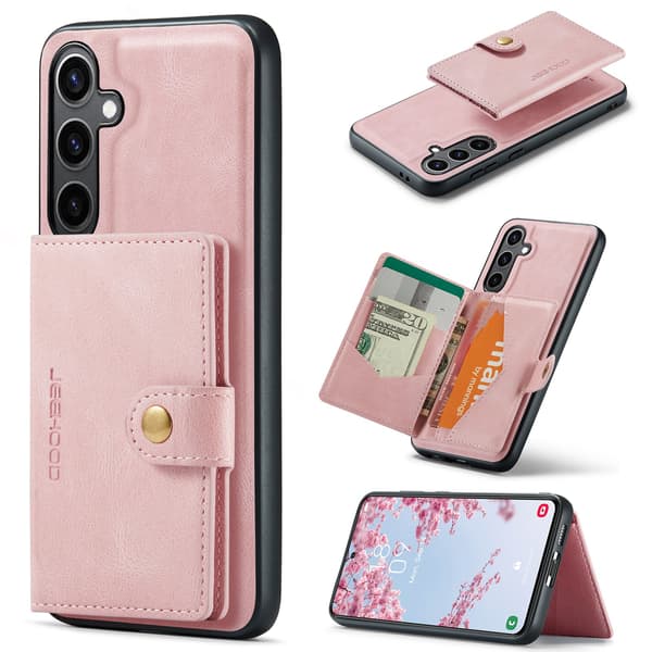 Samsung Galaxy S25 Jeehood Wallet Case Magnetisk Kortficka Rosa