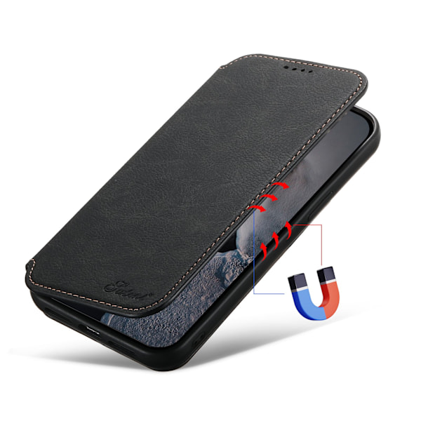 iPhone 12/12 Pro - Elegant Wallet Case med MagSafe Mörkbrun