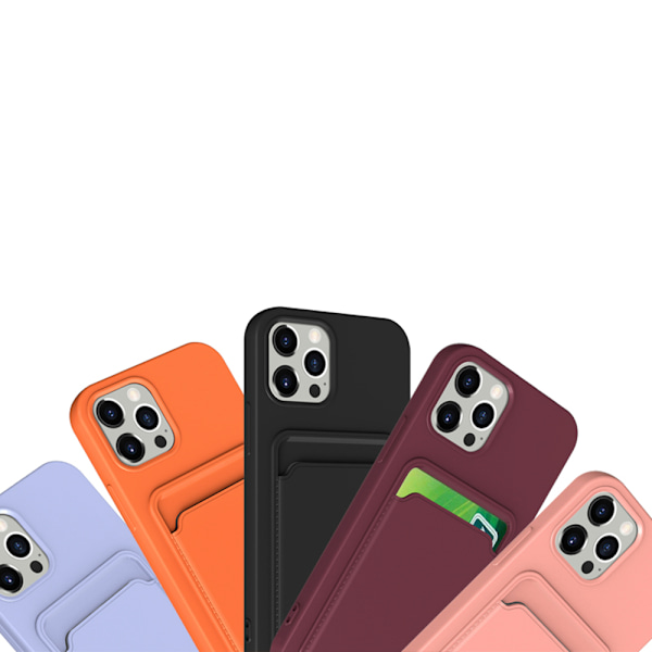 iPhone 15 Pro Max - Simpelt och Praktiskt Skal med Korthållare Aprikos