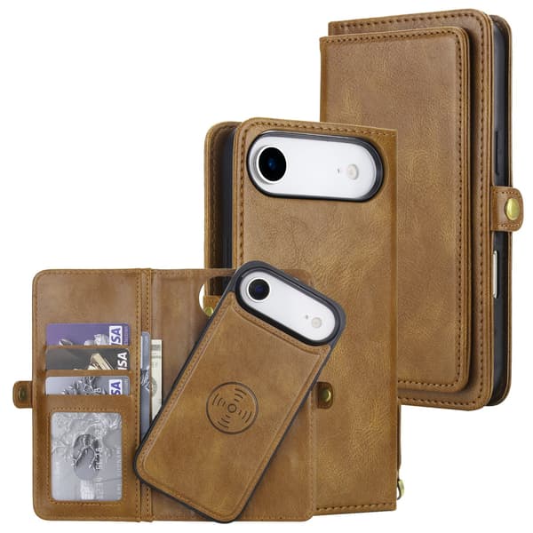 iPhone 17 Air 2-i-1 Läderfodral Svart