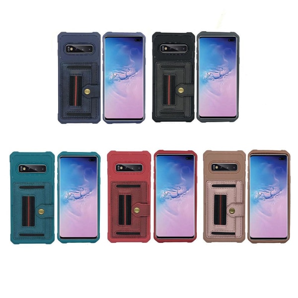 Samsung Galaxy S10 - Effektfullt Skal med Korthållare Svart