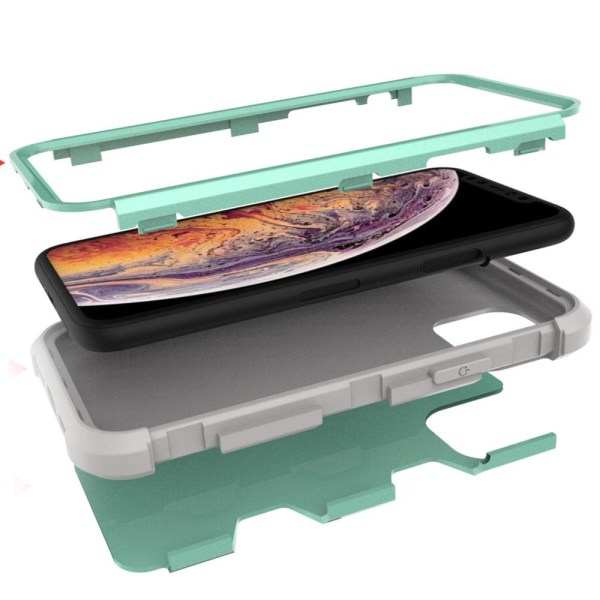 iPhone 11 Pro Max - Iskuja vaimentava suojakuori (RUGGED ROBOT) Turquoise Aquablå/Grå