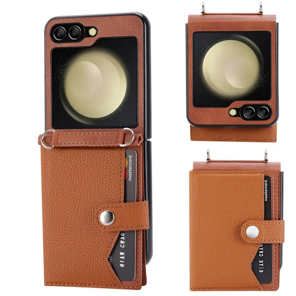 Samsung Galaxy Z Flip 6 Fodral med Kortförvaring & Justerbar Rem Lila