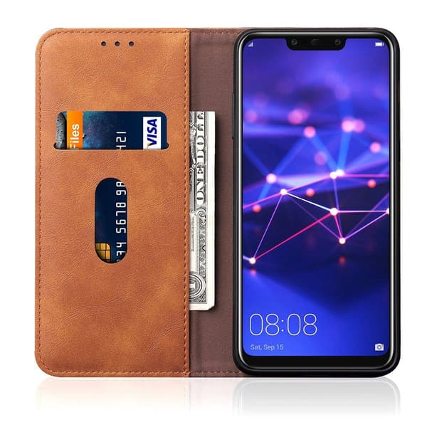 LEMAN Stilrent Plånboksfodral för Huawei Mate 20 Lite Röd Röd