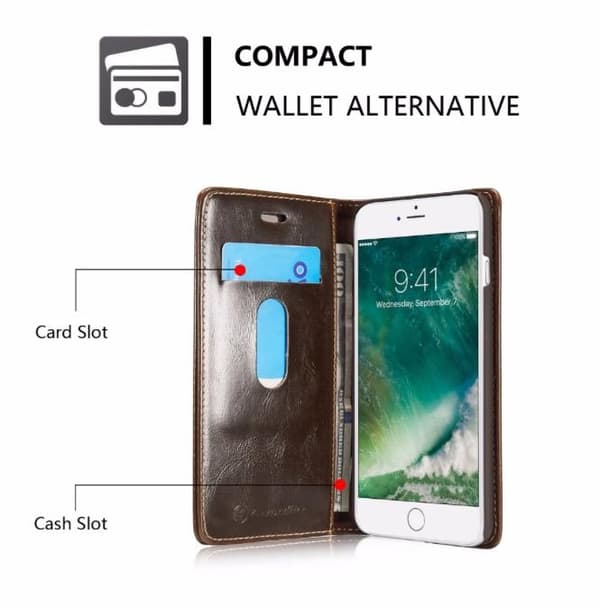 Praktiskt Plånboksfodral i Läder iPHONE 7 PLUS från CASEME Vit Vit
