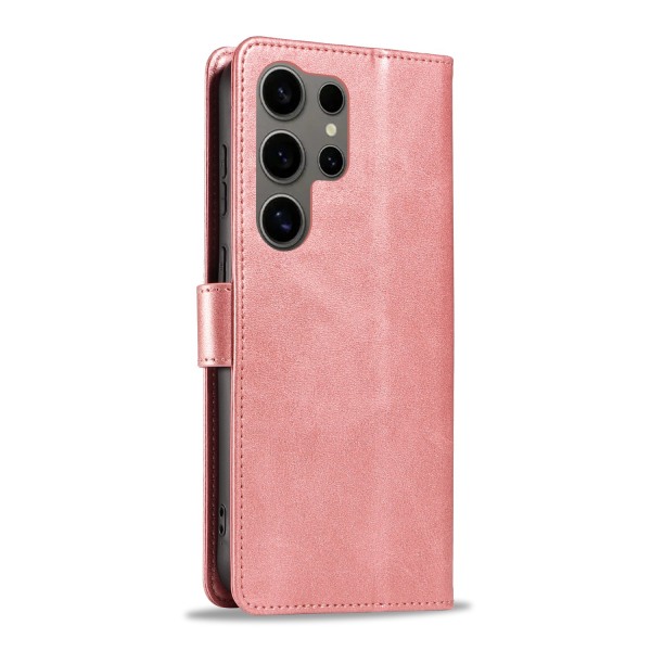 S24 Ultra - Läderplånboksfodral i 6 färger Pink gold