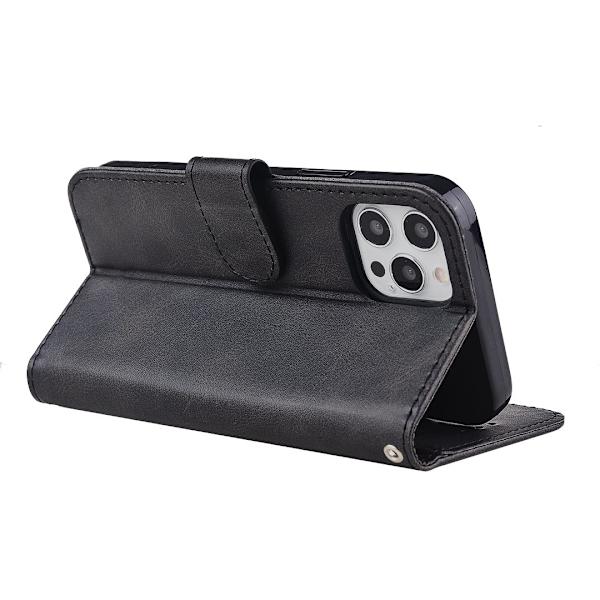iPhone 15 PU-läderfodral - (2-kortfack) Röd