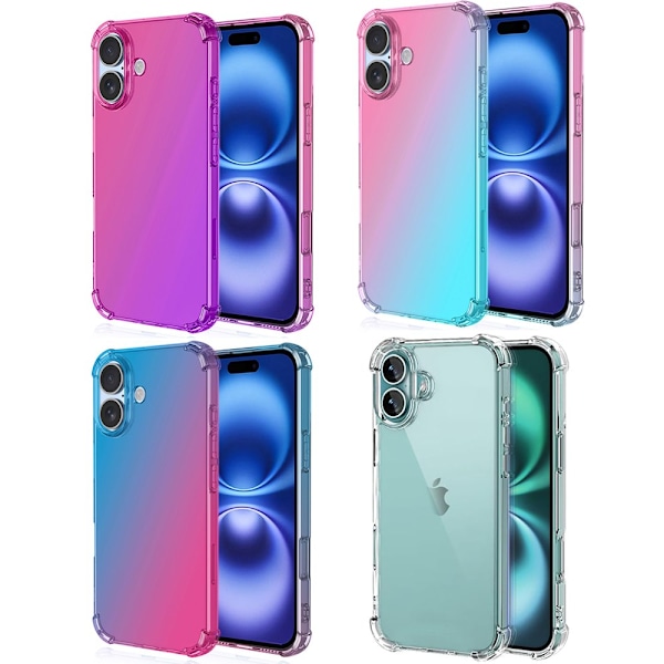iPhone 16 Plus - Elegant Skyddande Gradient Silikonskal Rosa/Lila
