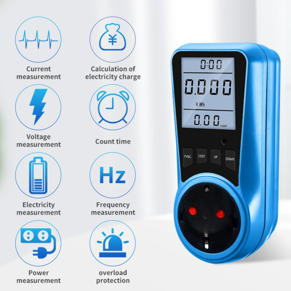 Smidig Strömmätare Strömförbrukningsmätare Elmätare Blå