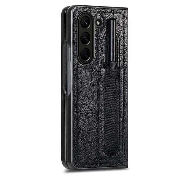 Läderfodral med pennhållare för Samsung Galaxy Z Fold 5 Marinblå
