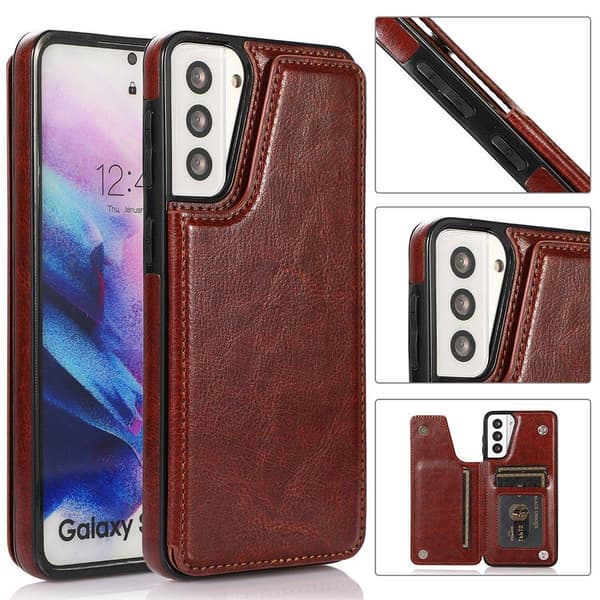 Samsung Galaxy S21 - Etui med kortholder Röd