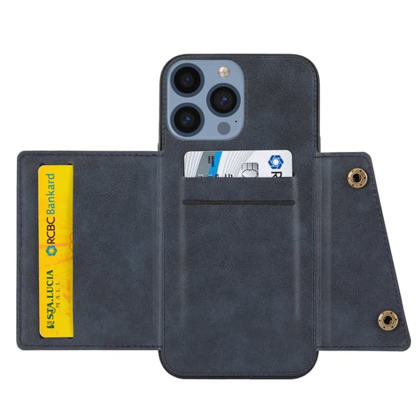 iPhone 16 Pro Retro Skal  Kortfack & Stativfunktion Svart
