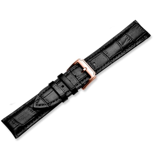 Professionellt Läder Klockarmband Svart/Silver 18mm
