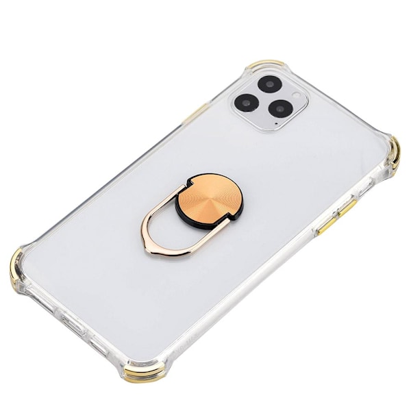 iPhone 11 Pro Max - Skyddande Praktiskt Skal med Ringhållare Silver Silver