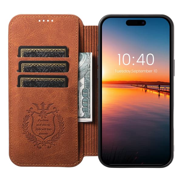 iPhone 16 Pro Max Plånboksfodral - Lyx & Skydd i Ett Mörkbrun
