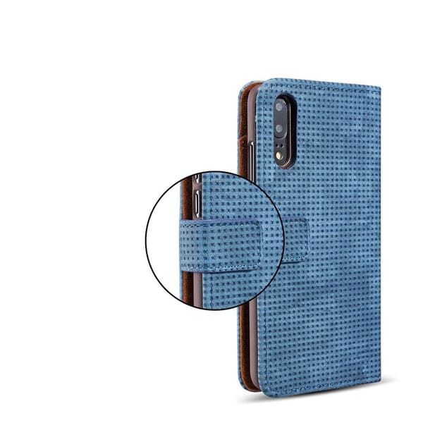 Plånboksfodral i Retrodesign från LEMAN till Huawei P20 Blå