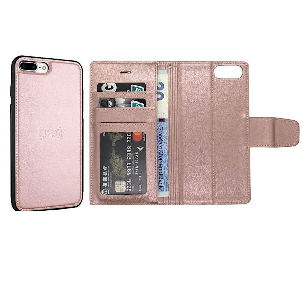 iPhone 7 Plus - Exklusivt Dubbelfunktion Plånboksfodral Roséguld